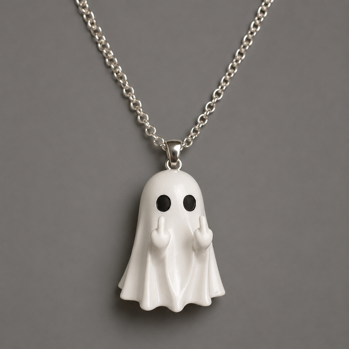 Middle Finger Ghost Necklace